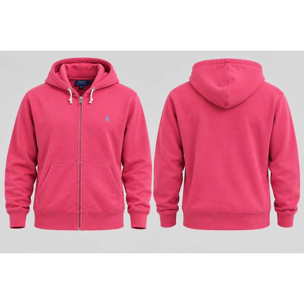 Polo Ralph Lauren Women's xl Full-zip Hoodie Sweatshirt Pink mauve silver Pony